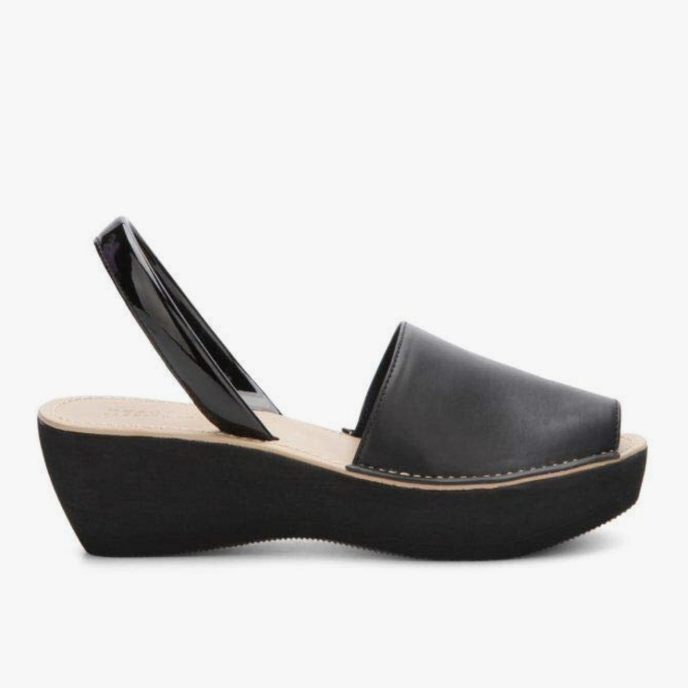 Reaction Black Slingback Wedge Sandals